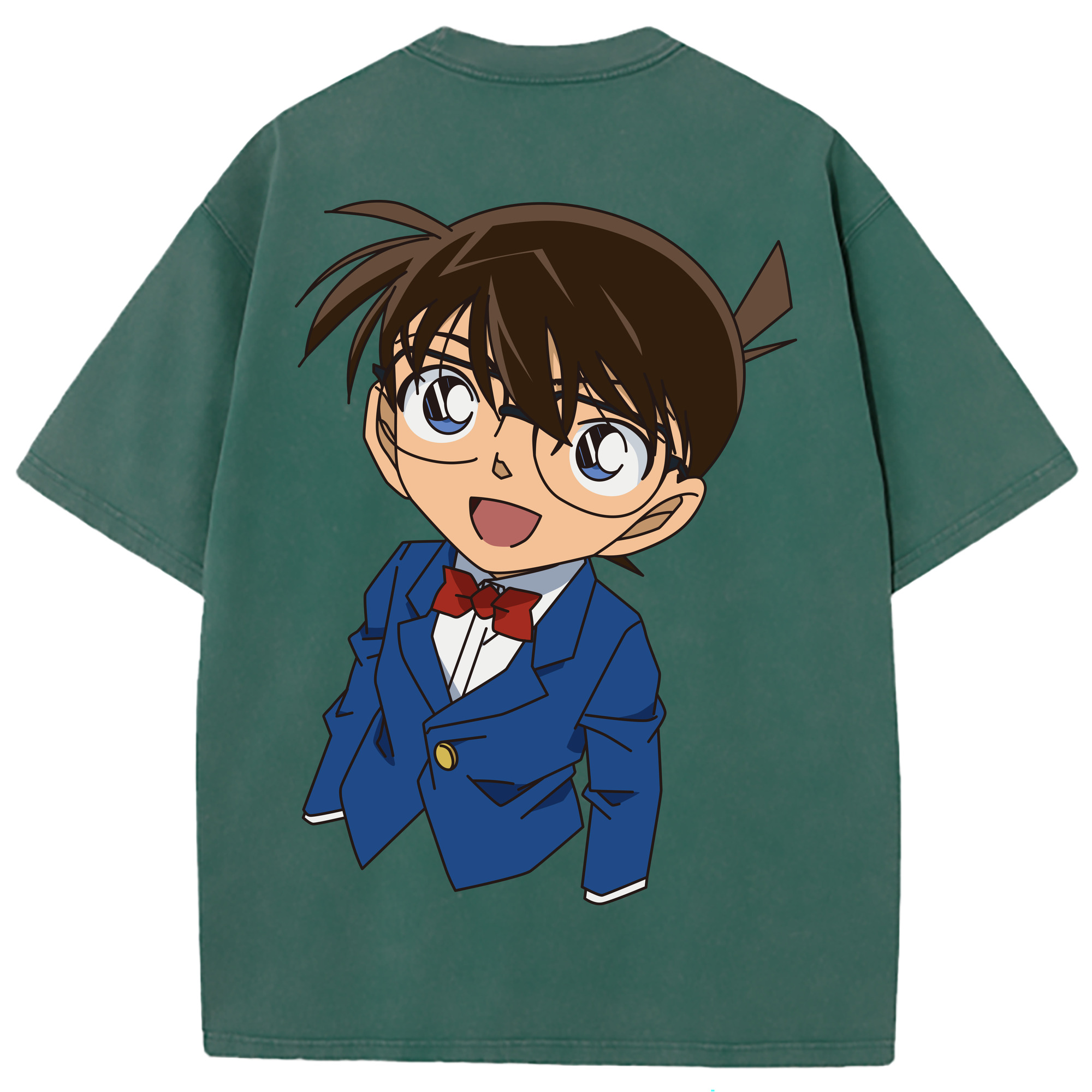 （画像用） 名探偵コナン 江戸川 コナン Detective Conan Conan Edogawa 綿100% ヴィンテージ風 半袖Tシャツ（背面プリント）